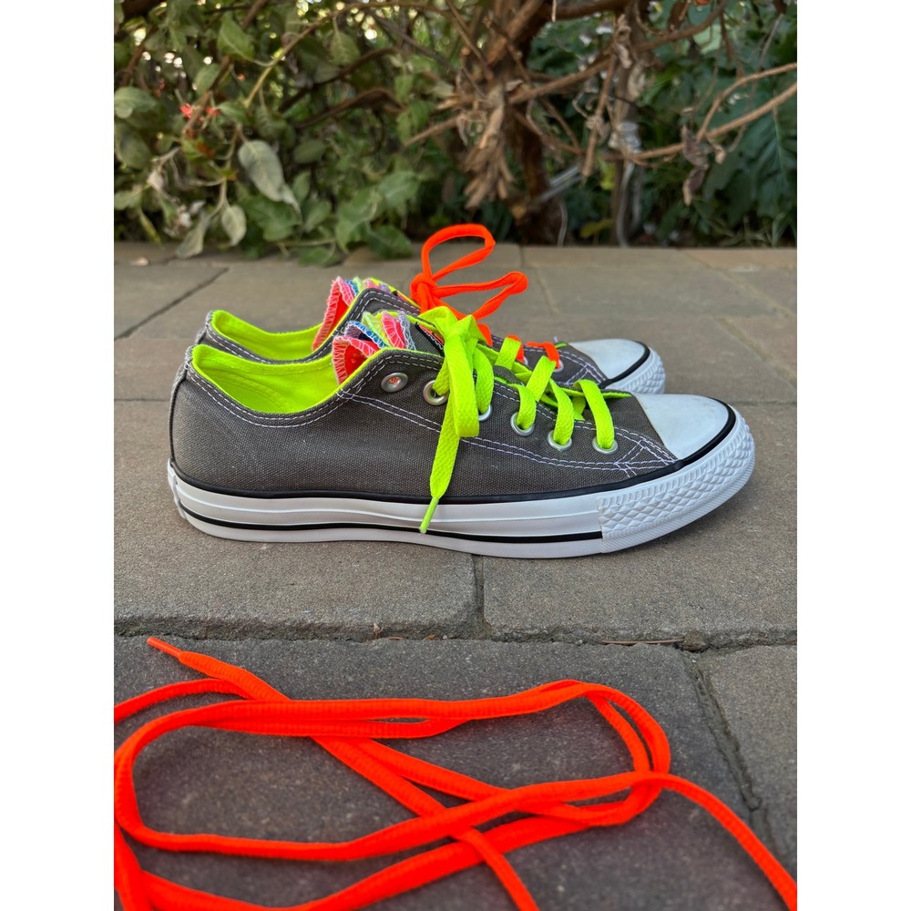 Converse Chuck Taylor All Star Triple Tongue Neon Grey Sneakers 140074F Womens 8 - Picture 4 of 12